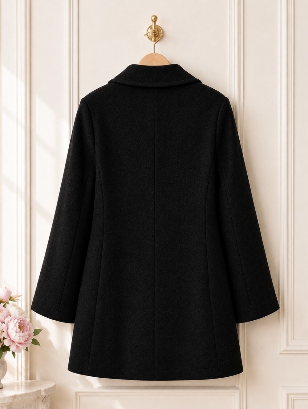 NWOT Ellen Tracy | Angora Wool Blend Black Coat| Size 12P Petite | Quiet Luxury - Picture 7 of 11
